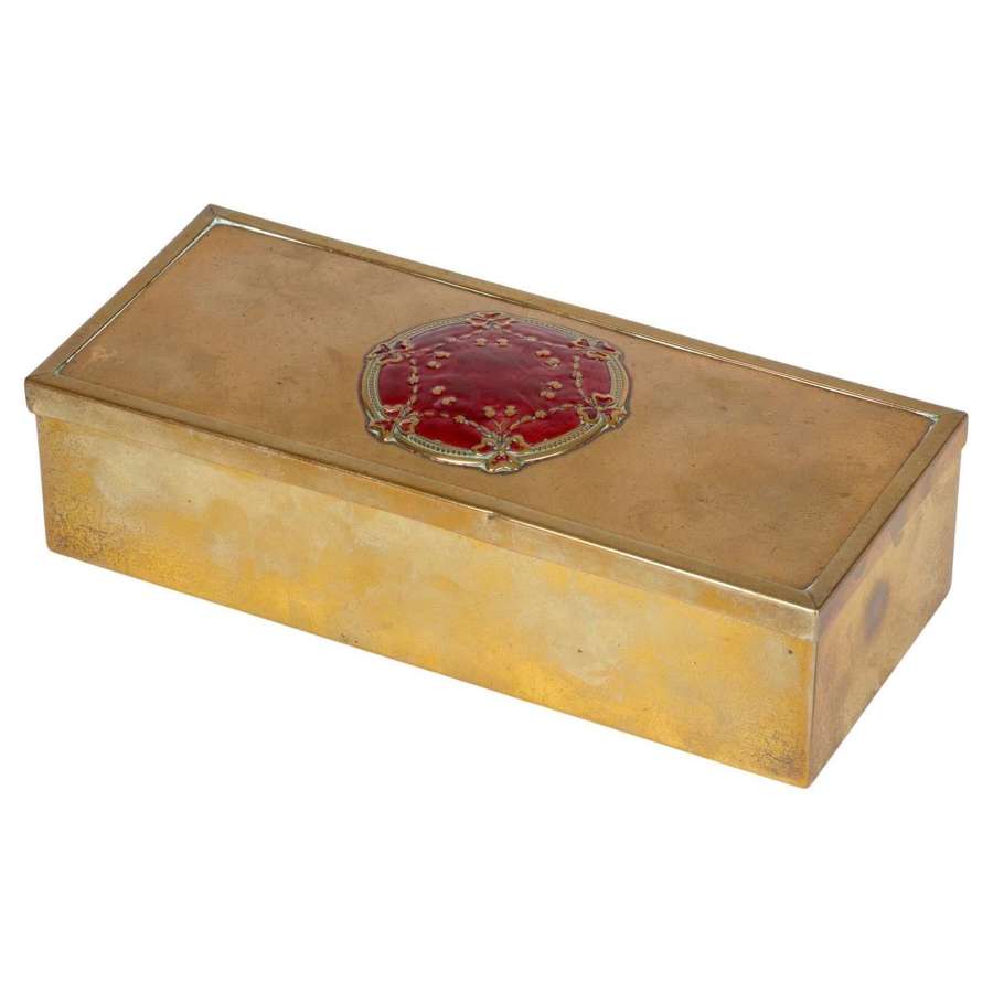 Art Nouveau Good Quality Enamel Decorated Brass Box