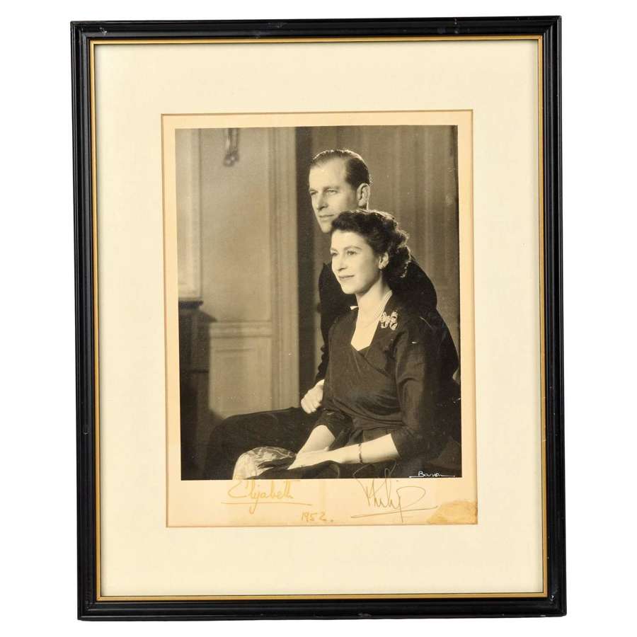 Pre-Coronation Signed Photograph Queen Elizabeth II and Prince Philip