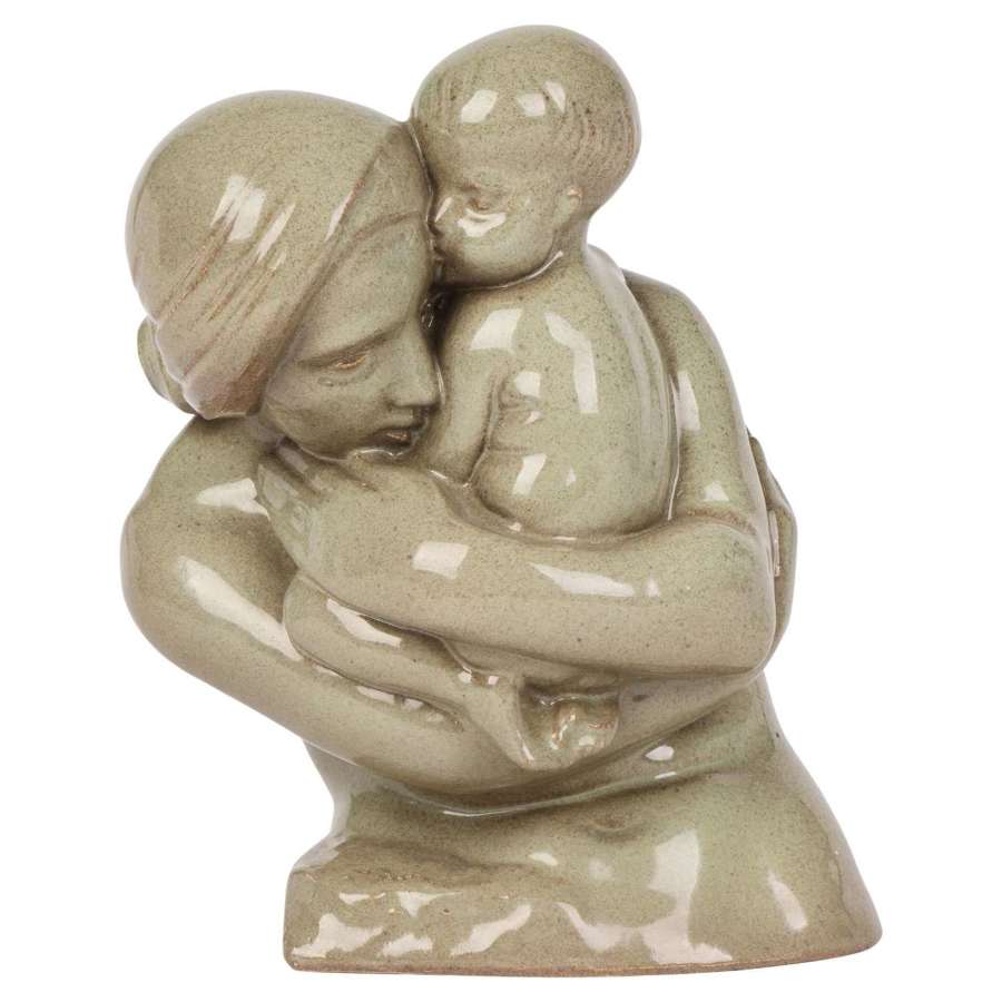 Christine Gregory Art Deco Pottery Mother & Child Sculpture 1933