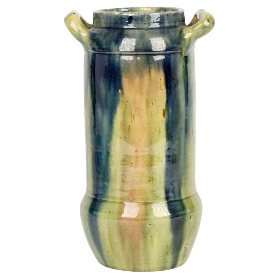 Belgian Art Nouveau Drip Glazed Provincial Art Pottery Vase