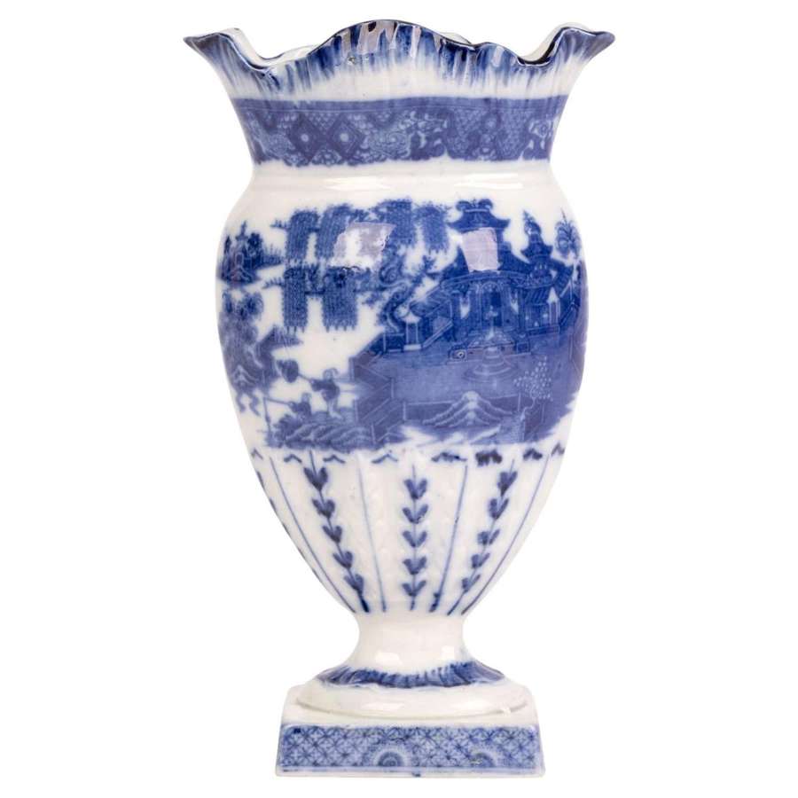 Georgian English Pearlware Chinese Landscape Blue %26 White Ceramic Va