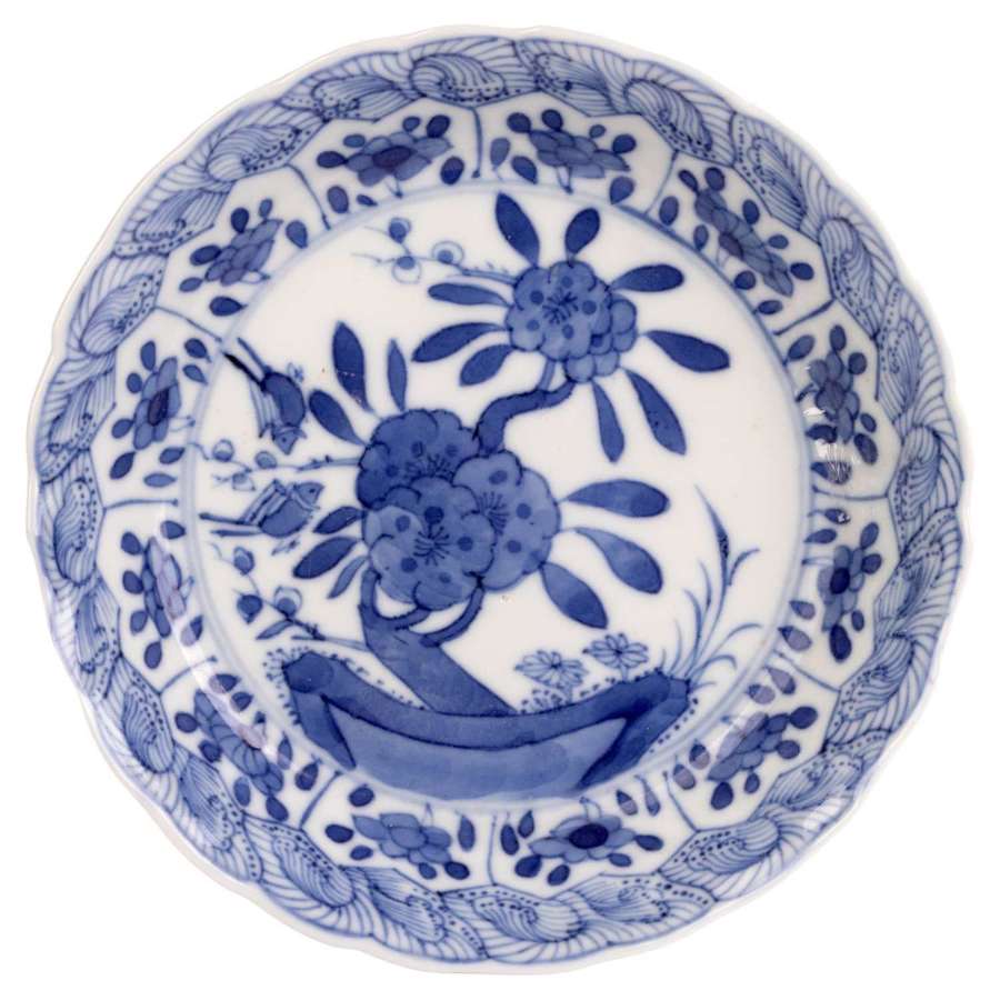 Chinese Kangxi Floral Painted Blue and White Porcelain Dish