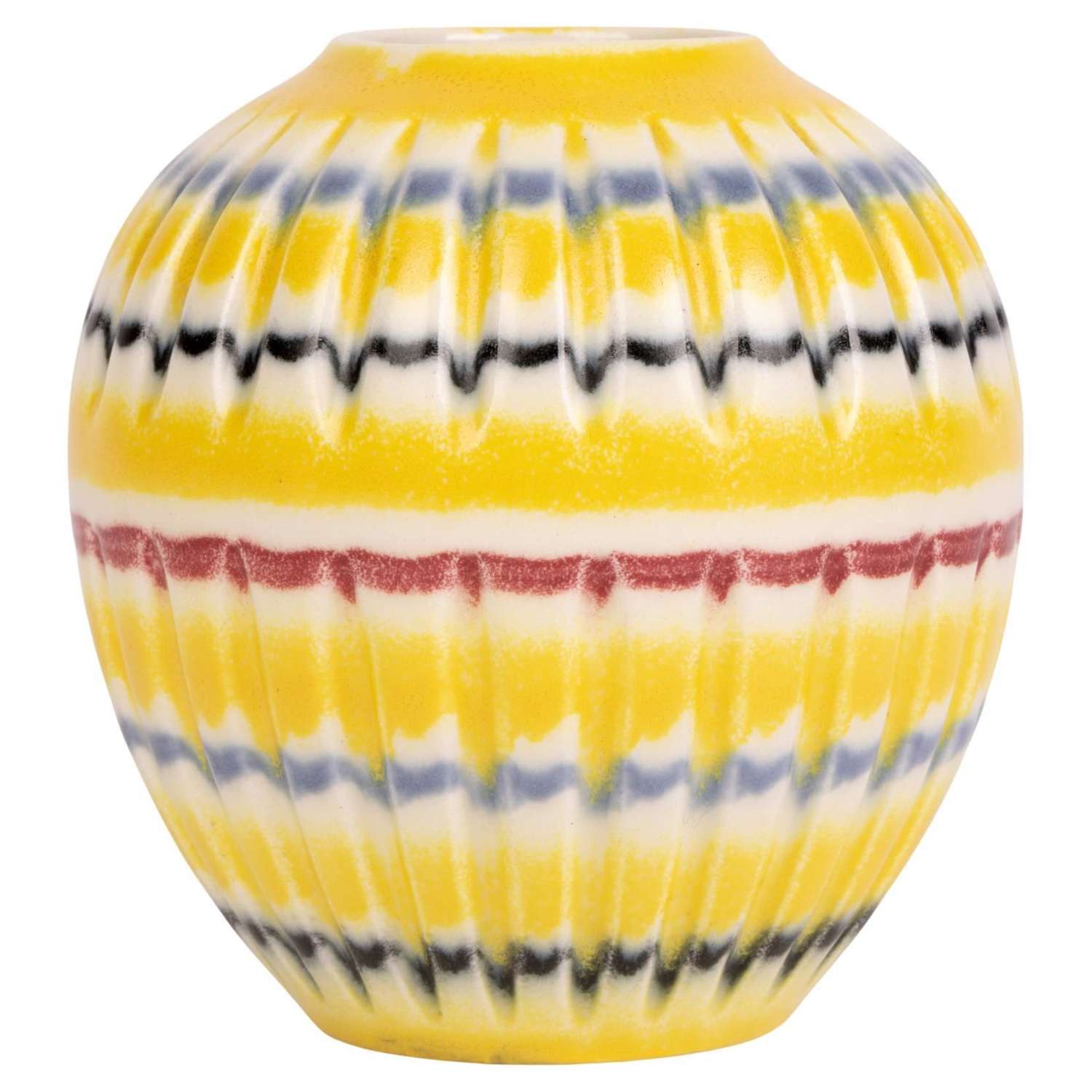 Hornsea Mid-Century Hand Painted Rainbow Pattern Art Pottery Vase