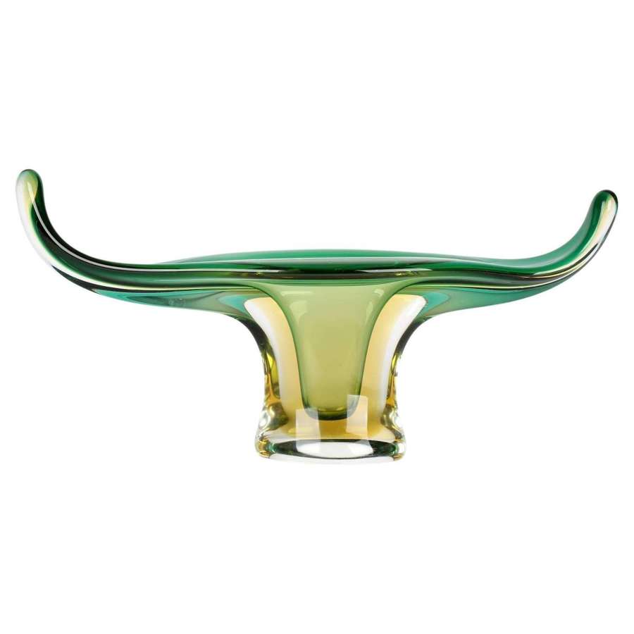 Murano Italian Sommerso Art Glass Gondola Form Bowl
