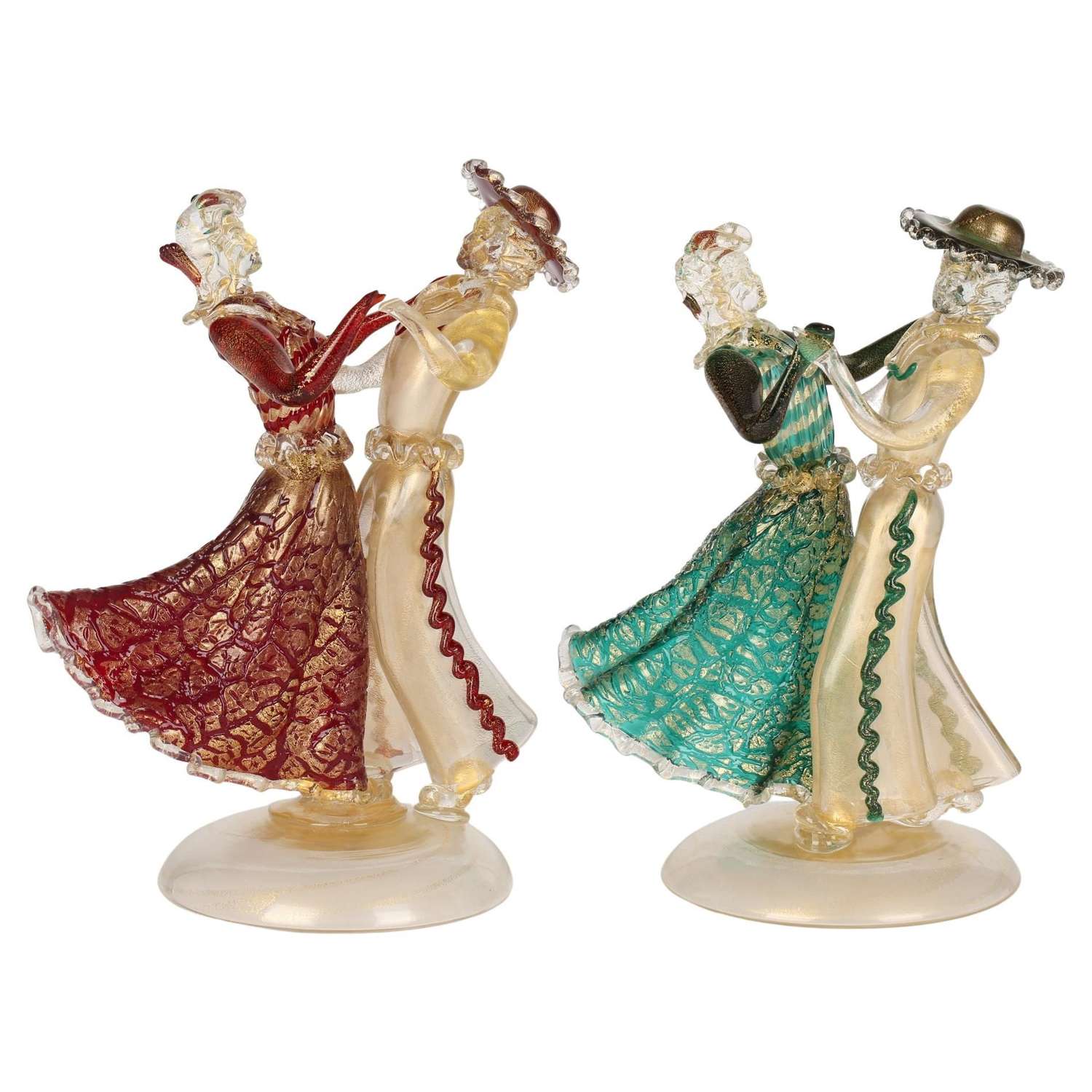 Murano Italian Mid-Century Unusual and Scarce Pair Glass Dancing Coupl
