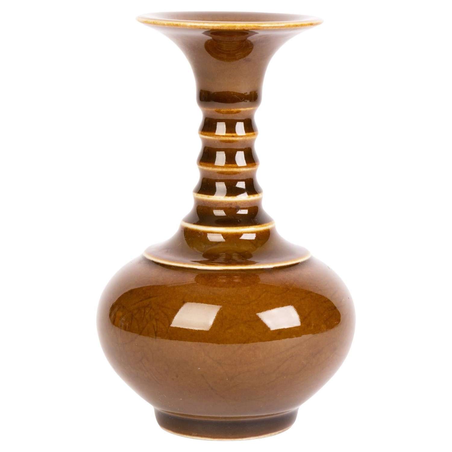 Chinese Brown Glazed Porcelain Dragon Vase with Zhuanshu Script Mark
