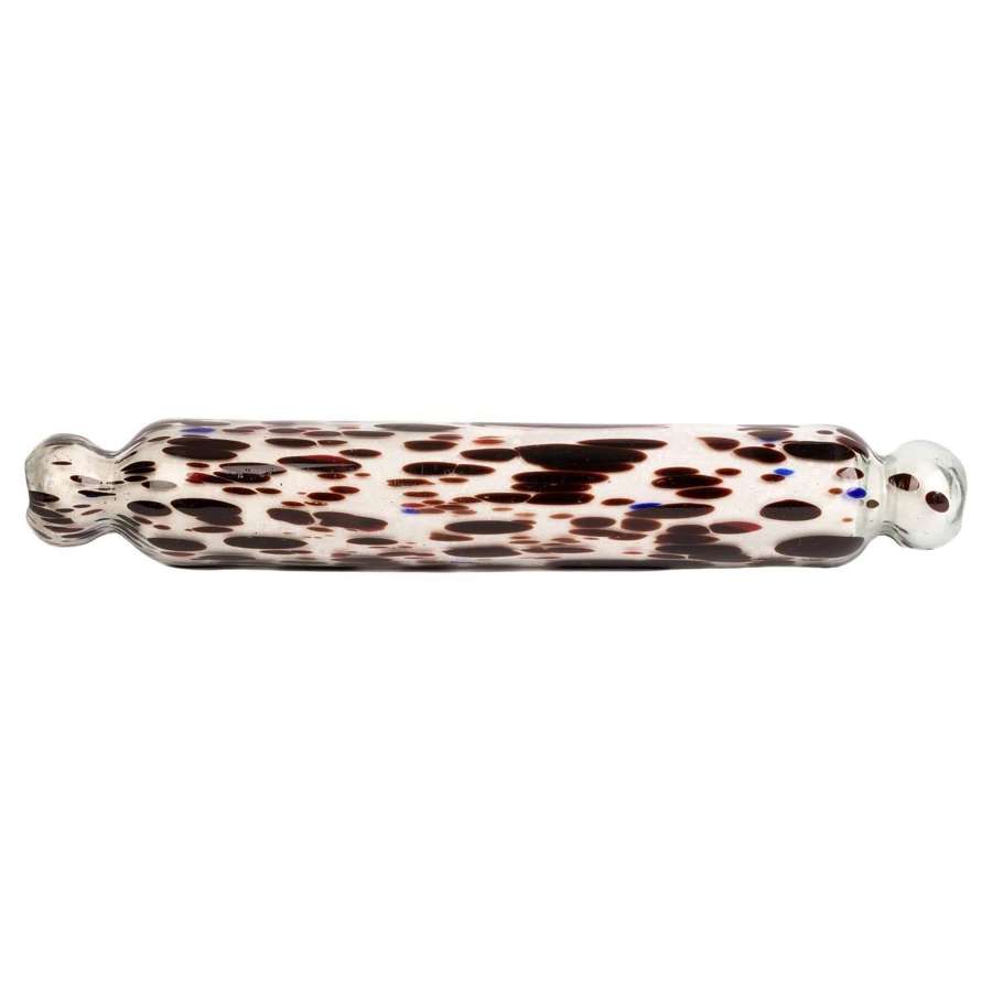 Nailsea Hand-Blown Antique Glass Rolling Pin with Colored Inclusions