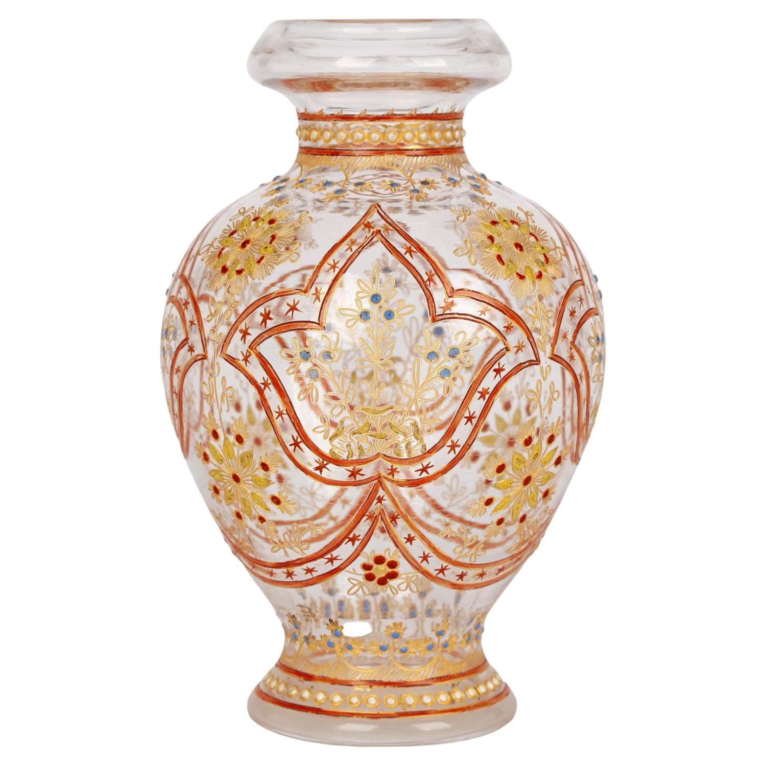 J & L Lobmeyr Viennese Enamelled Persian-Style Glass Vase