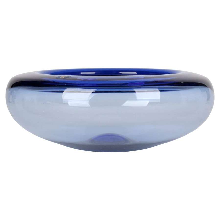 Per Lütken Mid-Century Holmegaard Blue Glass Bowl for Royal Copenhagen