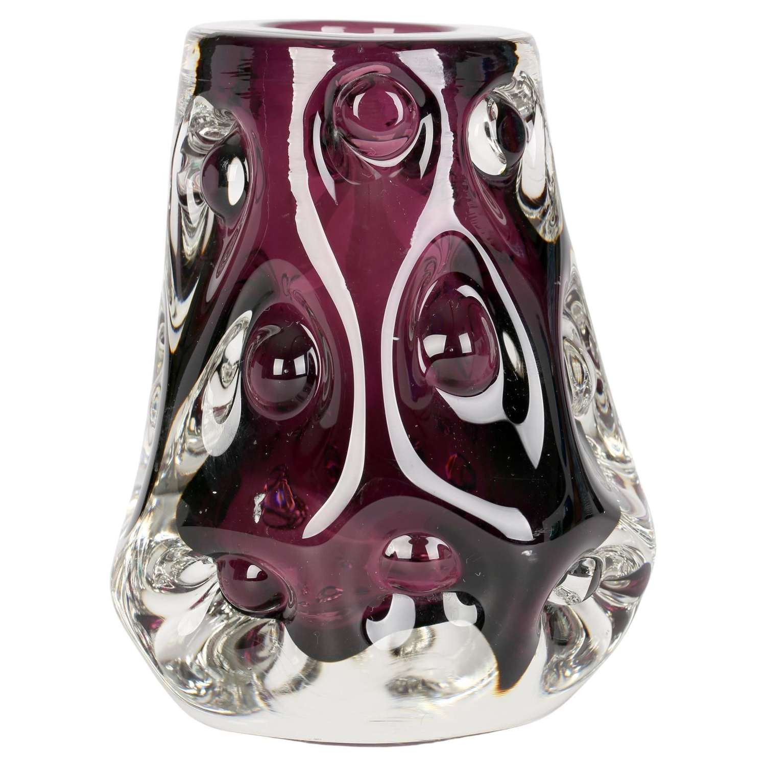 Jim Dyer Liskeard Cornish Amethyst Knobbly Glass Vase