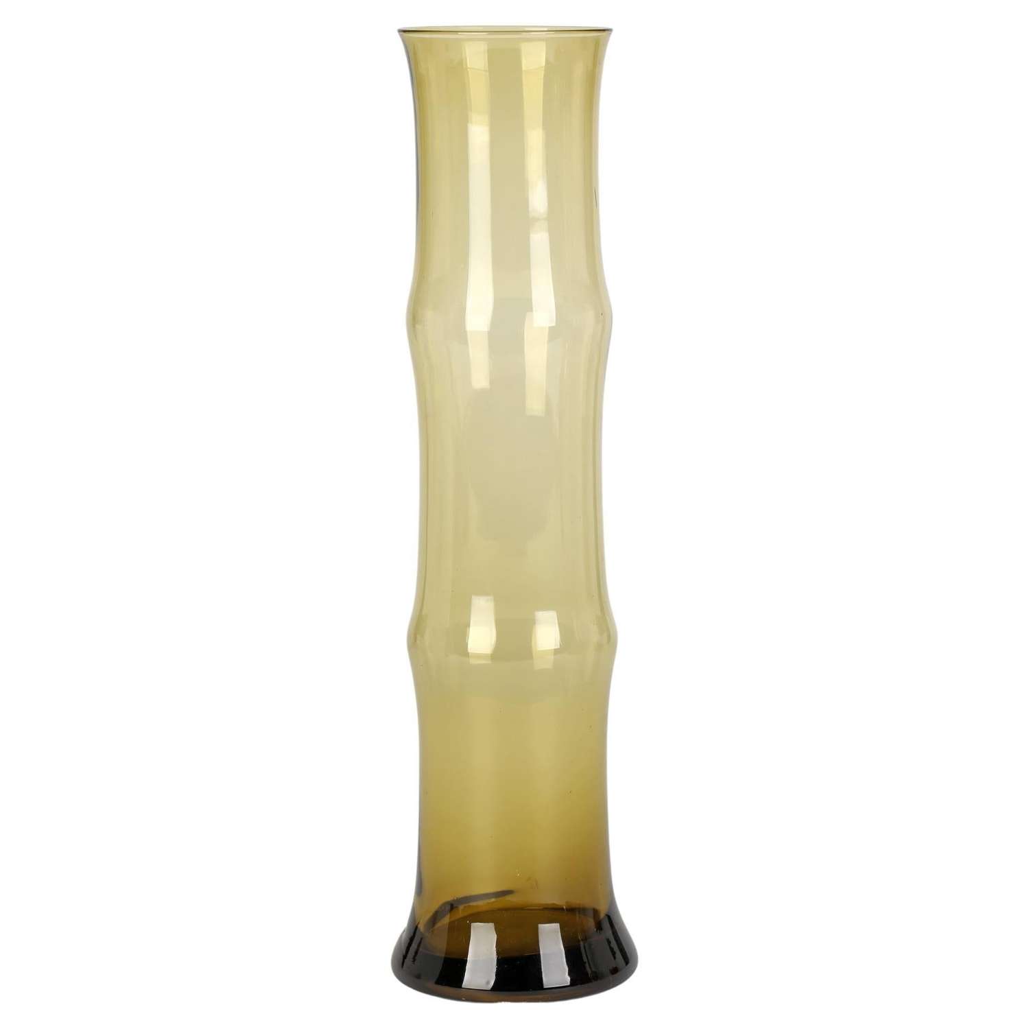 Scandinavian Attributed Bamboo Shaped Green Art Glass Vase