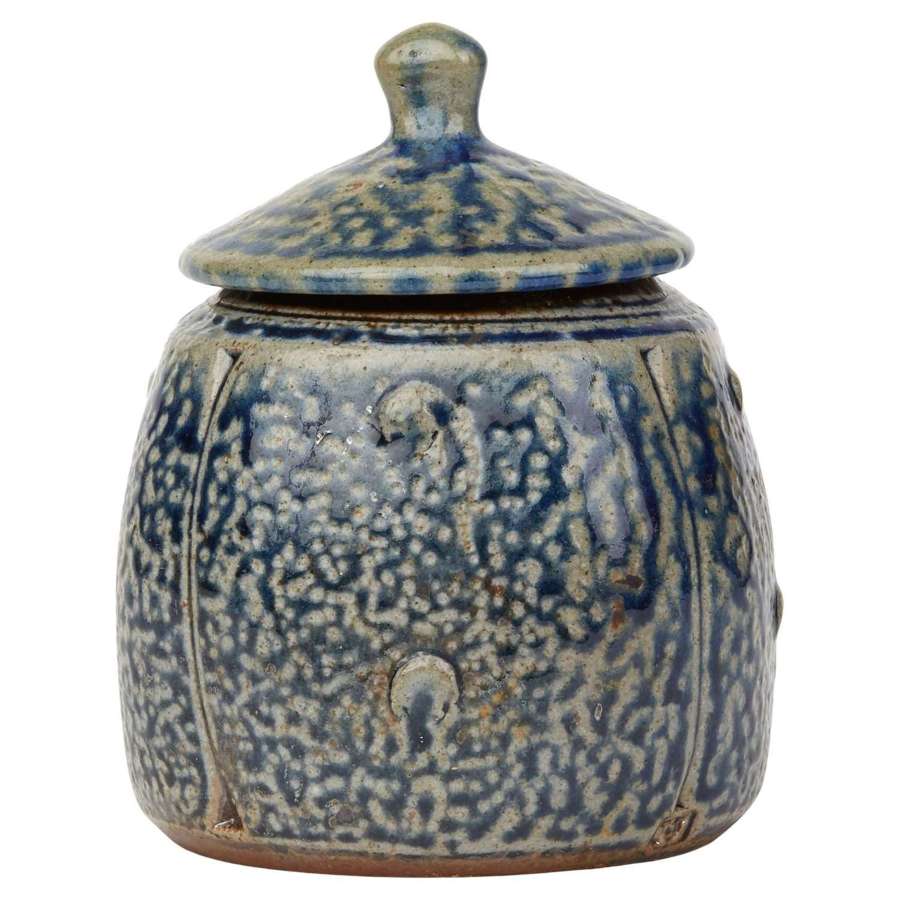 John Jelfs Studio Pottery Blue Salt Glazed Lidded Jar