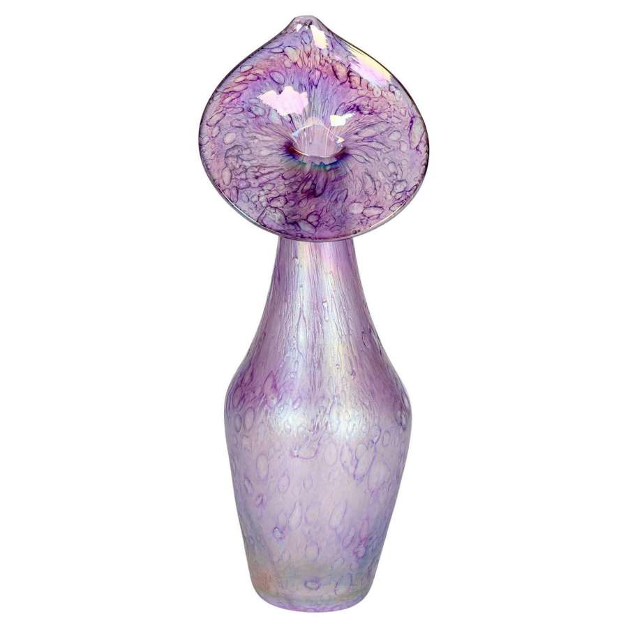 Jack in the Pulpit Floral Style Iridescent Art Glass Vase