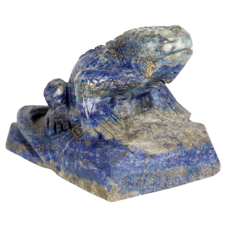 Chinese Hand Carved Antique Lapis Lazuli Iguana Figure
