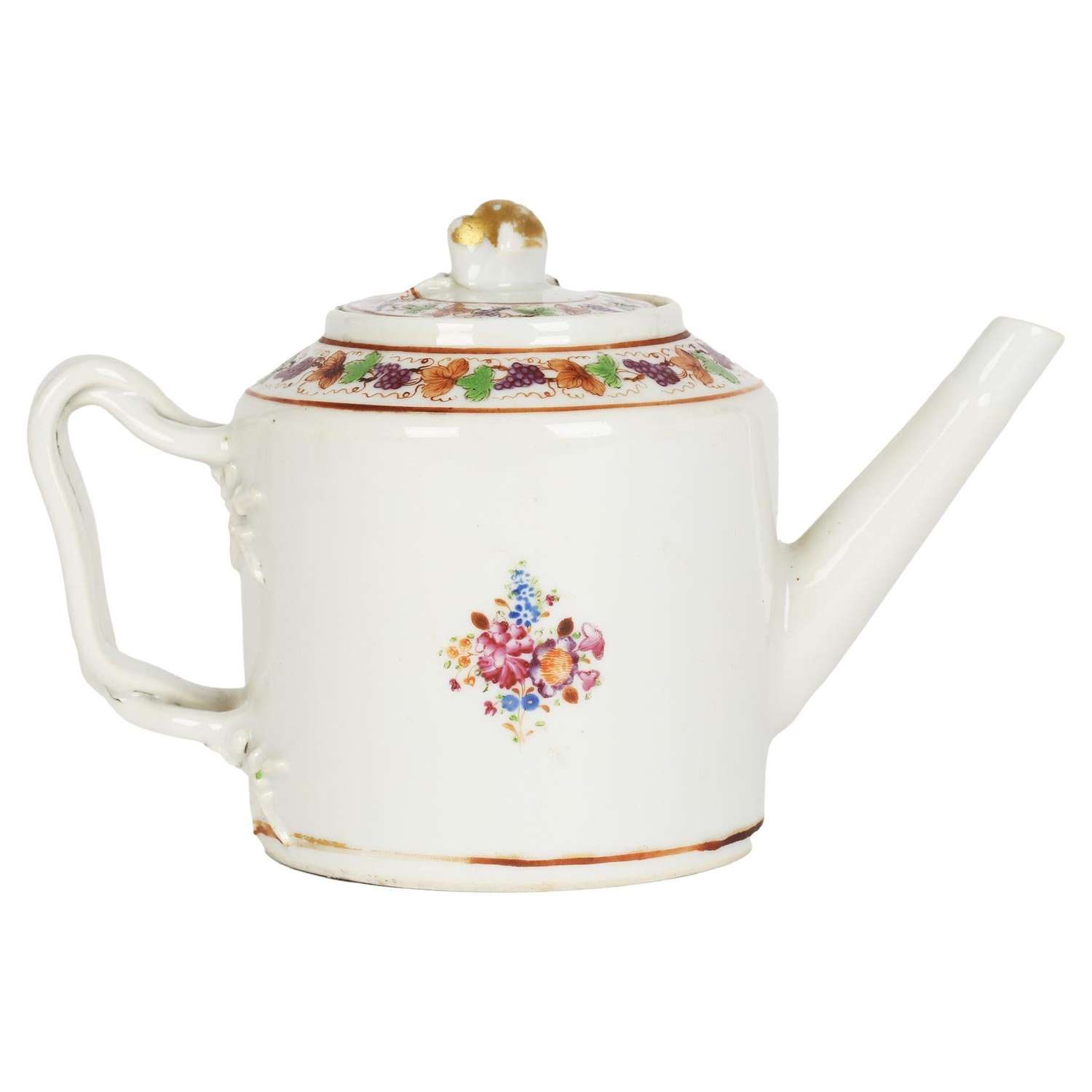 Chinese Qianlong Porcelain Floral Painted Export Teapot