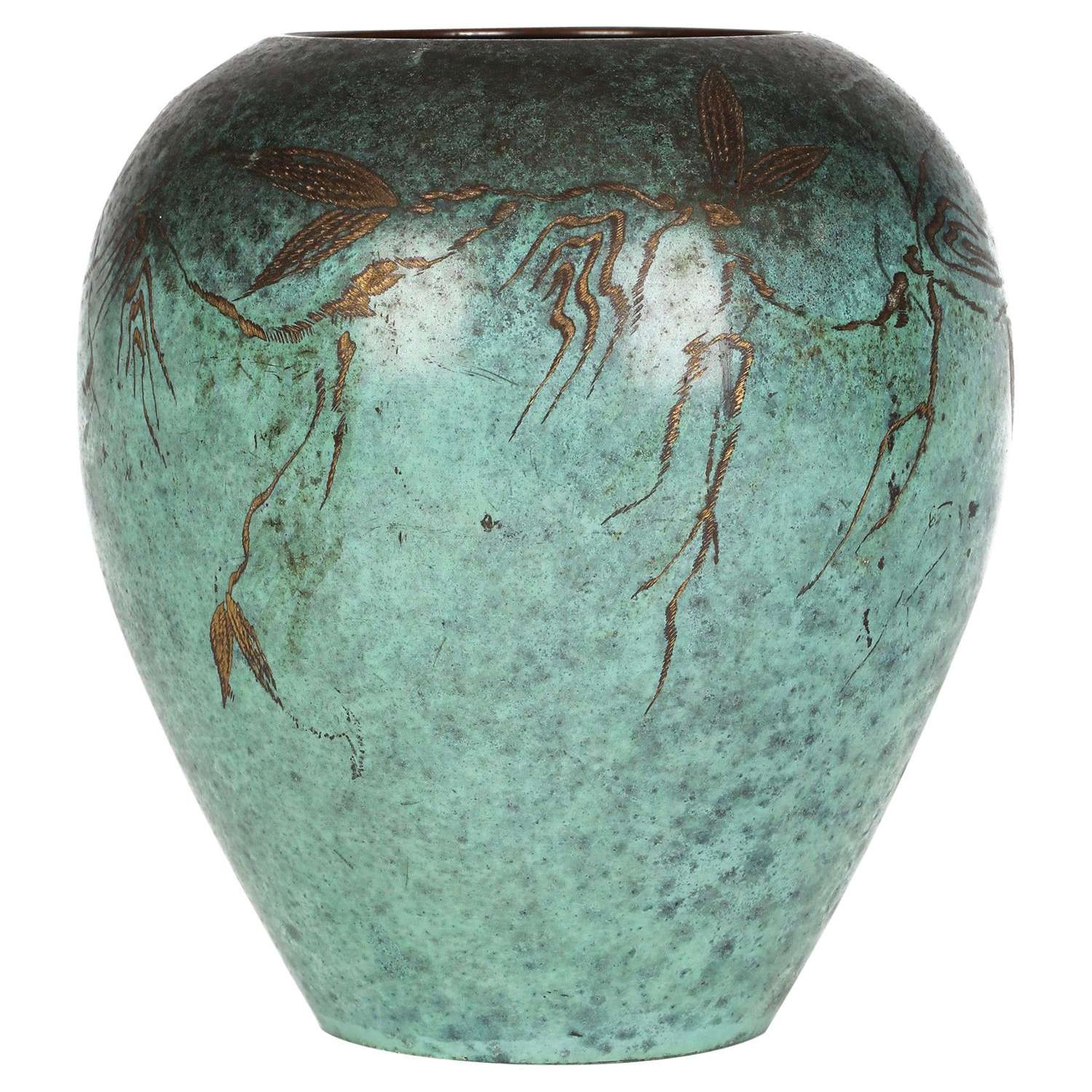 Paul Haustein for WMF Art Deco Patinated Bronze Ikora Vase
