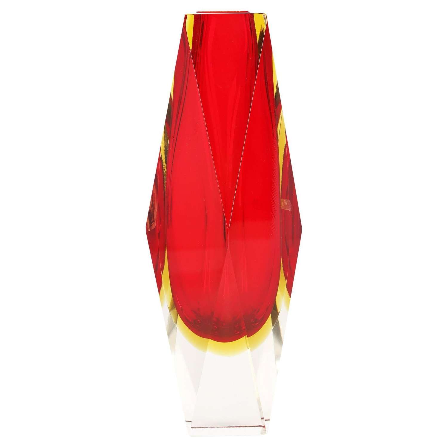 Pagnin & Bon Italian Murano Red and Yellow Sommerso Glass Vase