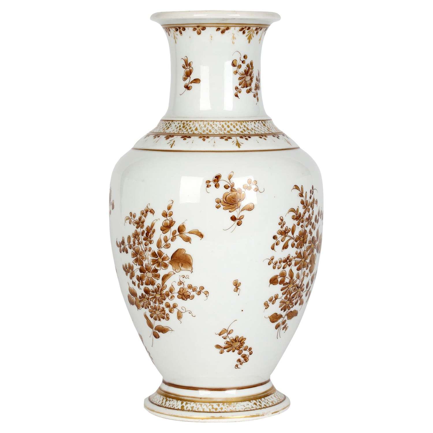 Paris Porcelain Antique En Grisaille Floral Painted Vase