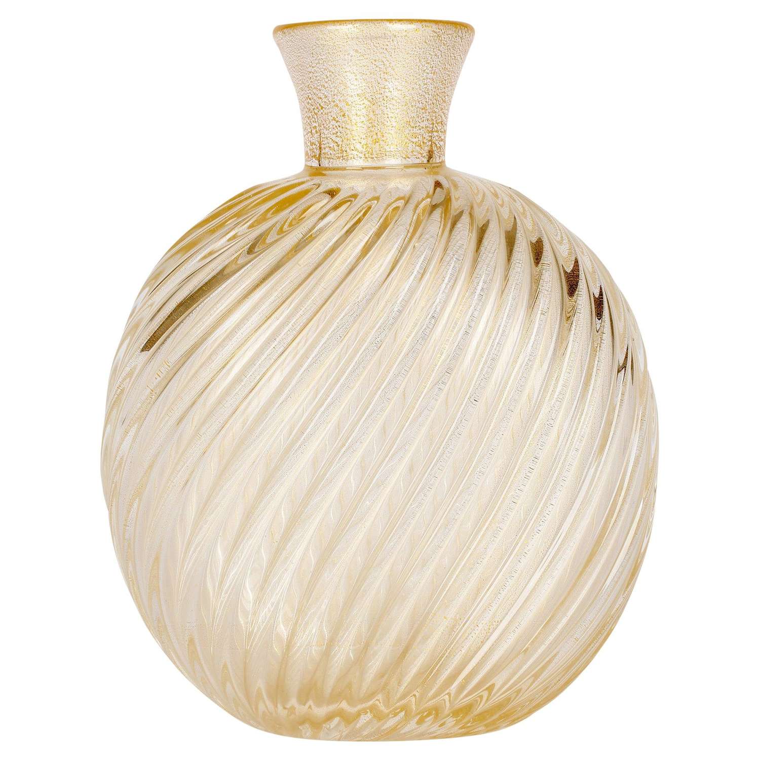 Flavio Poli for Seguso Vetri D'Art Incrociato Oro Glass Vase