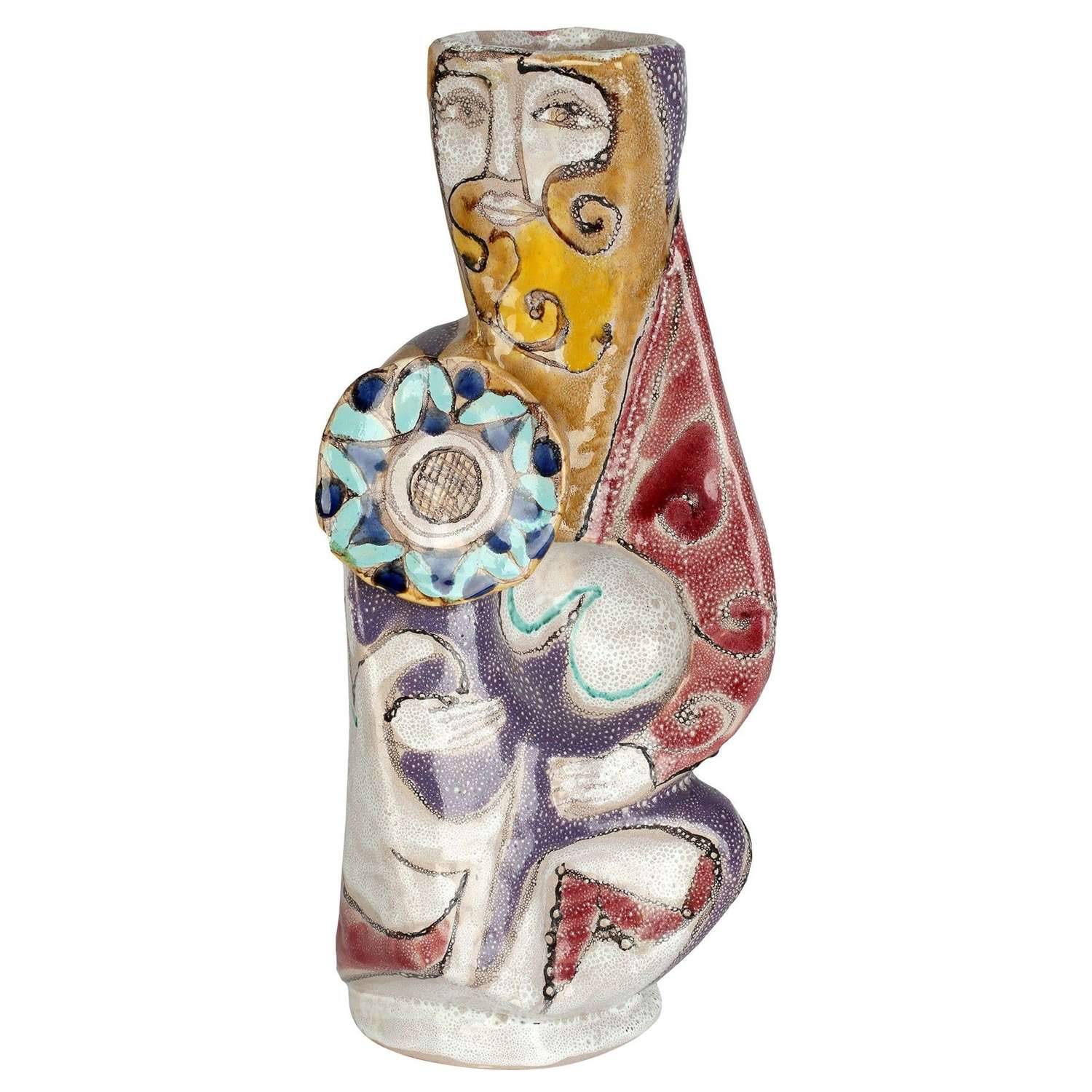Elio Schiavon Italian Figurative Sculptural 'Guerriero' Pottery Vase