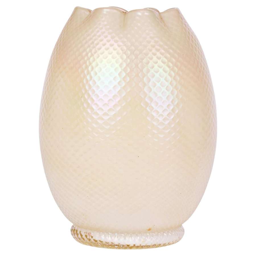 Kralik/Loetz White Opalescent Textured Art Glass Vase