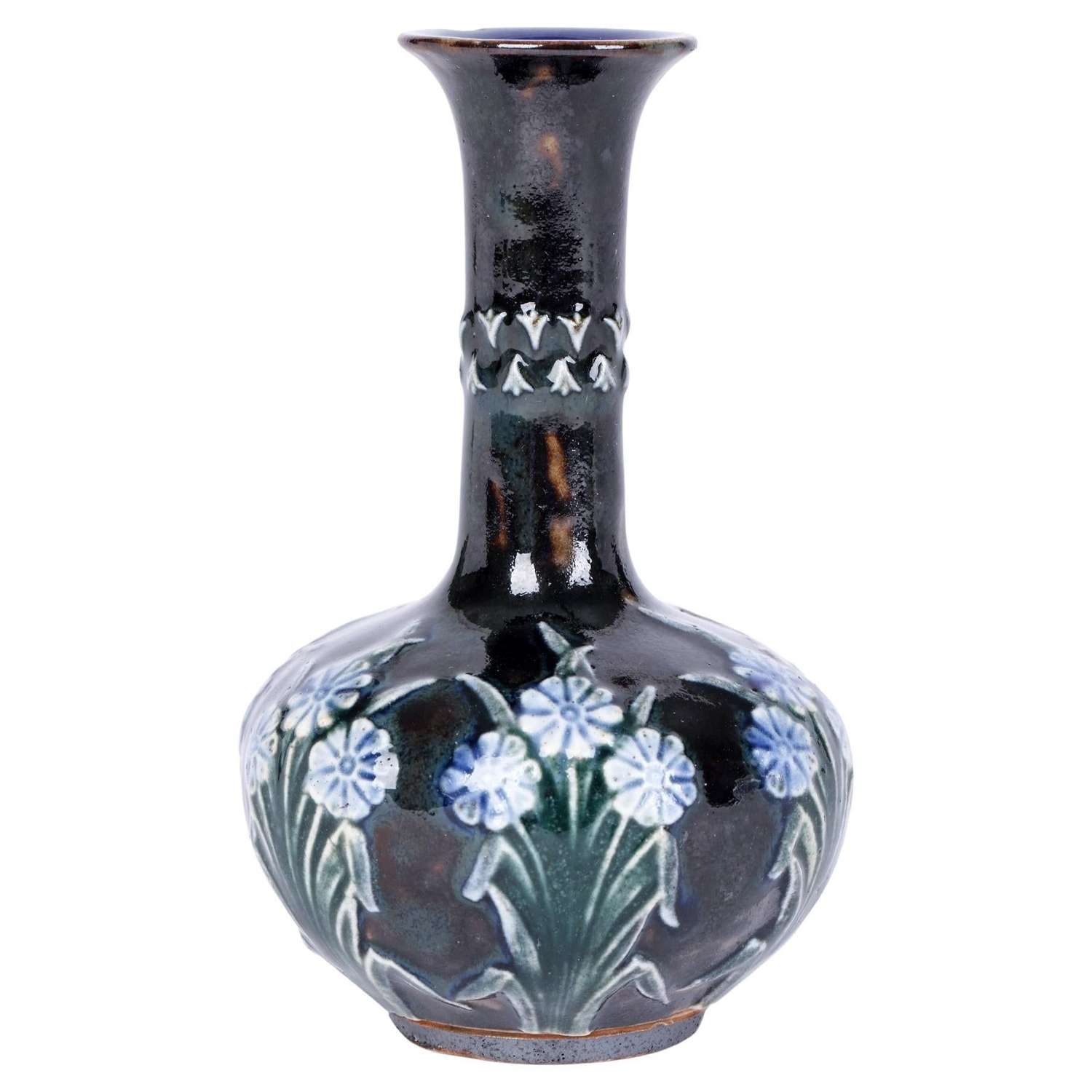 Doulton Lambeth Miniature Aesthetic Movement Floral Design Vase