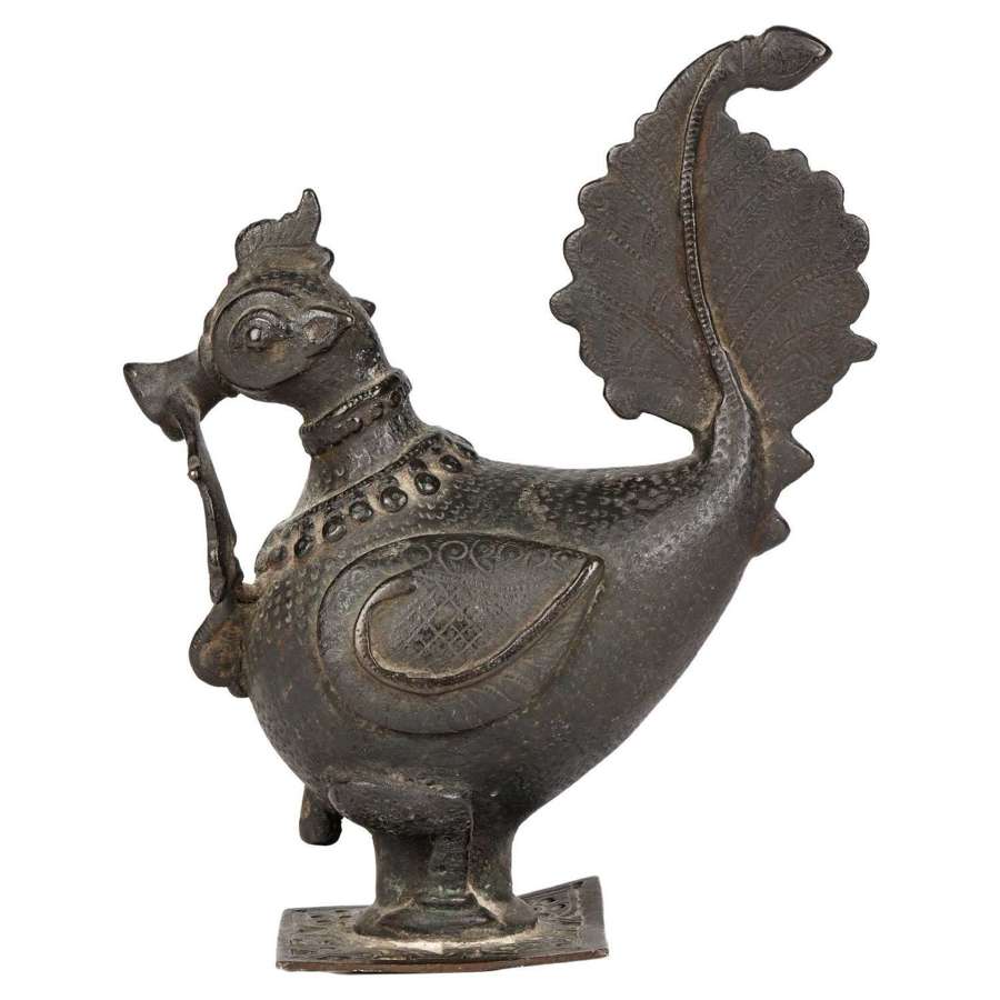 Khond Attributed Bronzed Metal Hamsa Bird Figure from Orsissa, India
