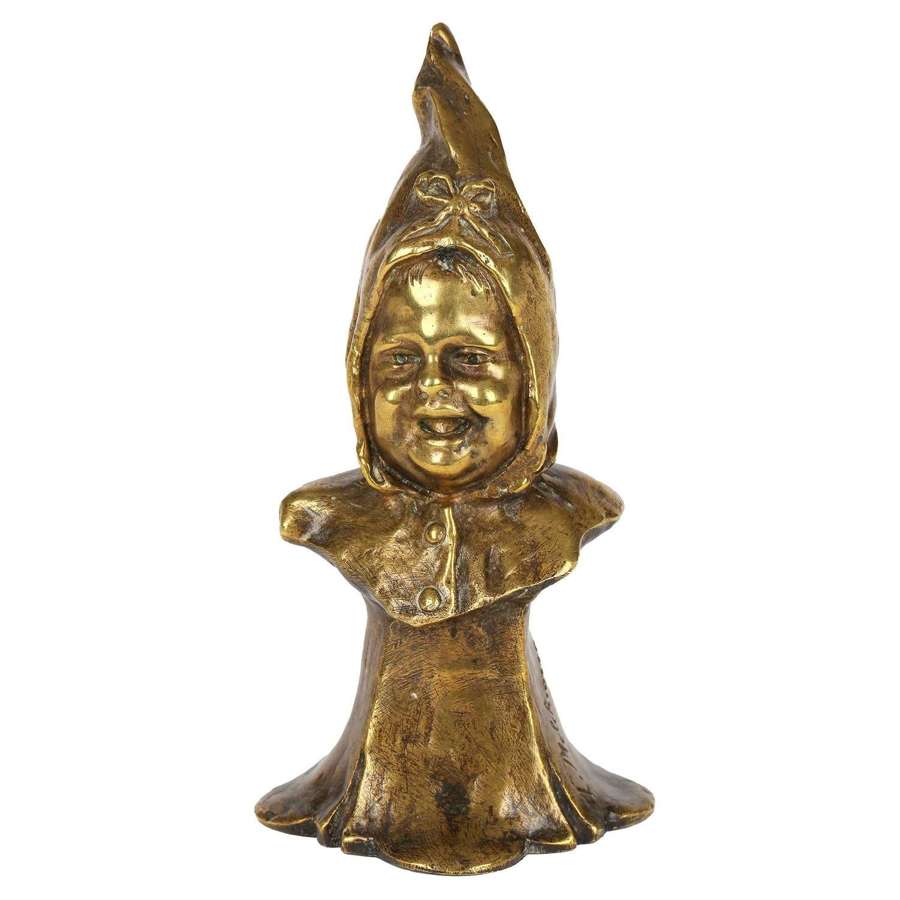 Luigi Melchiorre Italian Gilded Bronze Bust of Child in Bonnet