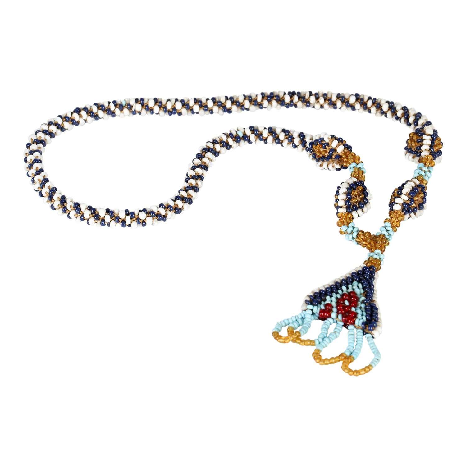 Turkish WWI Prisoner of War Glass Beadwork Amulet Necklace