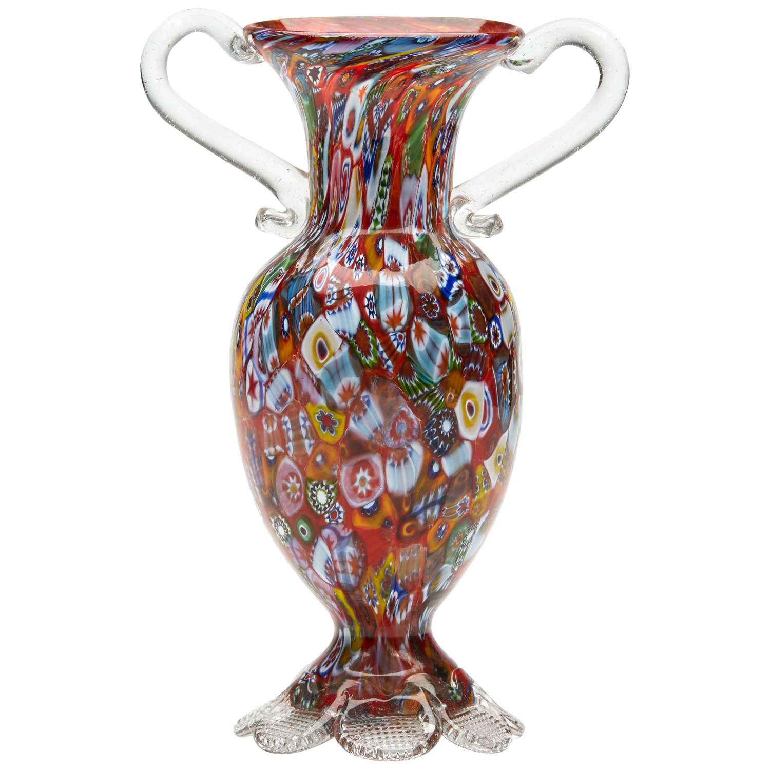 Vintage Italian Fratelli & Toso Millefiori Glass Vase, 20th Century