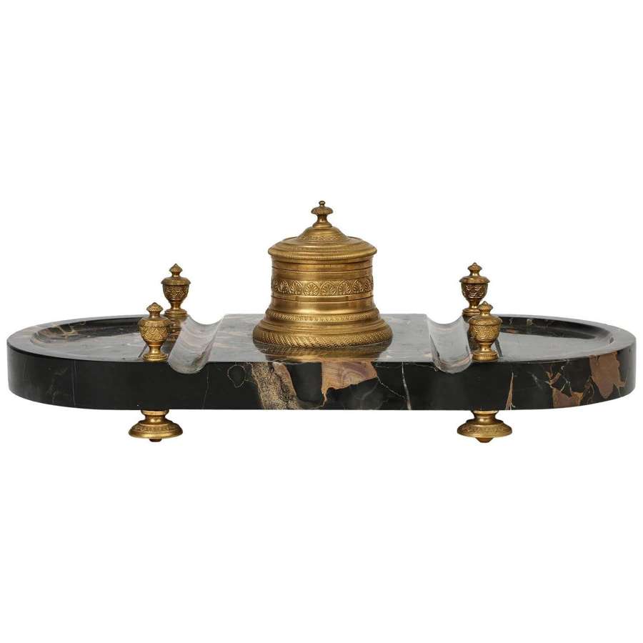 French Empire Style Ormolu Mounted Marble Desk Stand