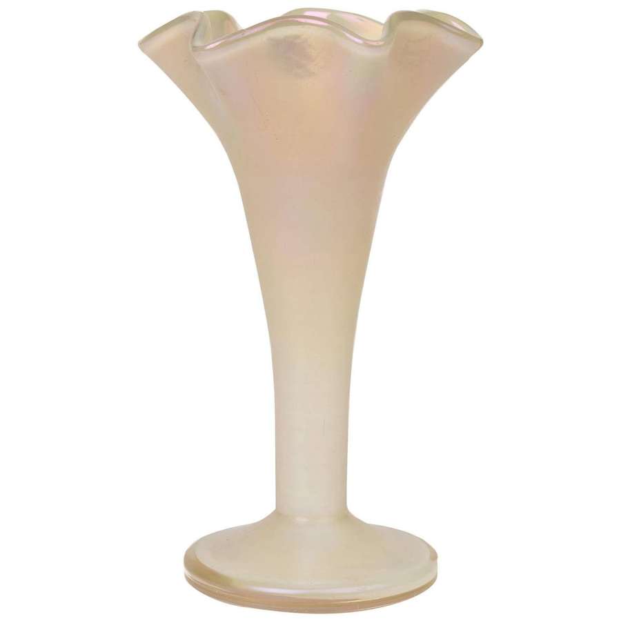 Austrian White Opalescent Kralik/Loetz Art Glass Floral Shaped Vase
