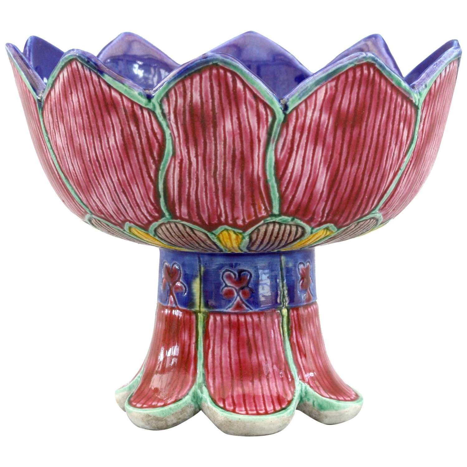 Chinese Unusual Porcelain Pedestal Lotus Flower Bowl