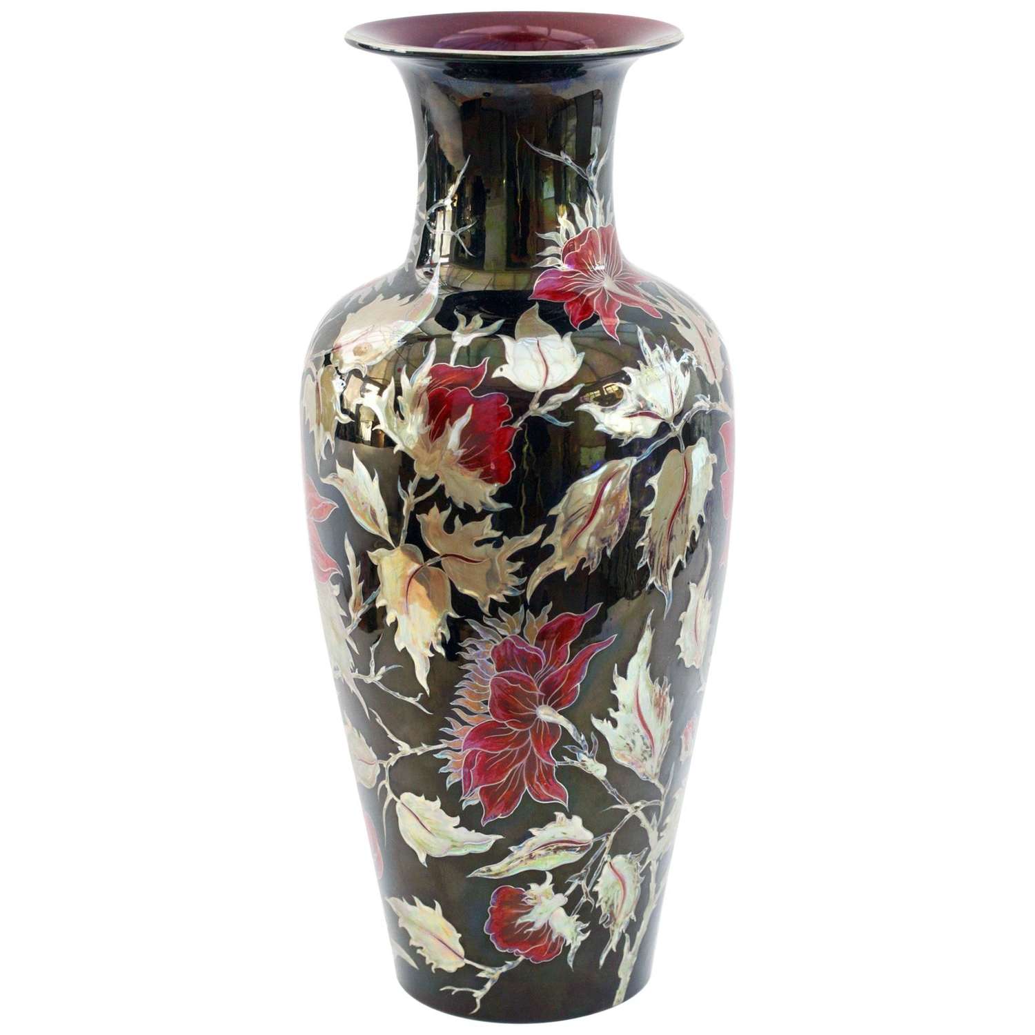 Zsolnay Pecs Exceptional Eosin Glazed Floral Painted Vase by M Spercze