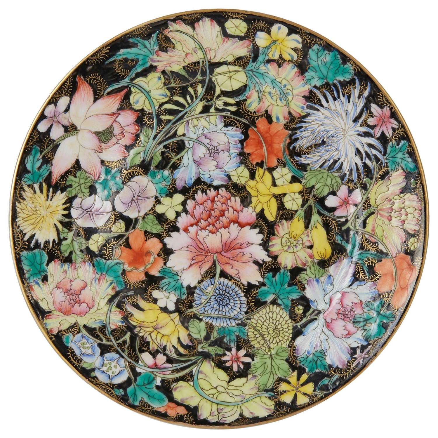 Chinese Guangxu Millefleur Plate, 1875-1908