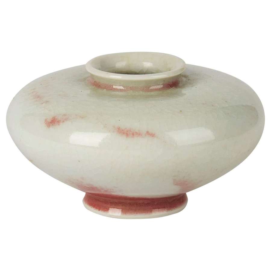 William Mehornay Studio Pottery Porcelain Red and White Vase