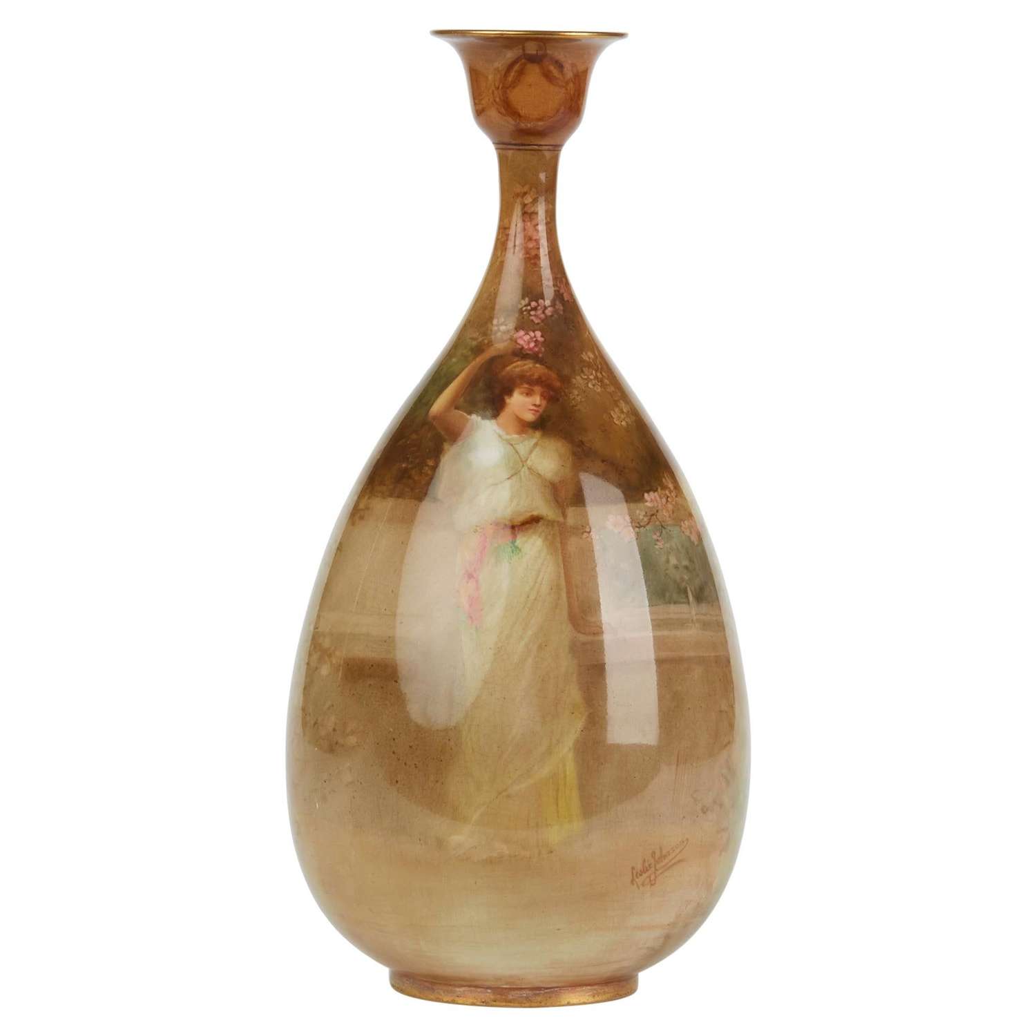 Rare Doulton Burslem Luscian Ware Hand Painted Exhibition Vase, circa