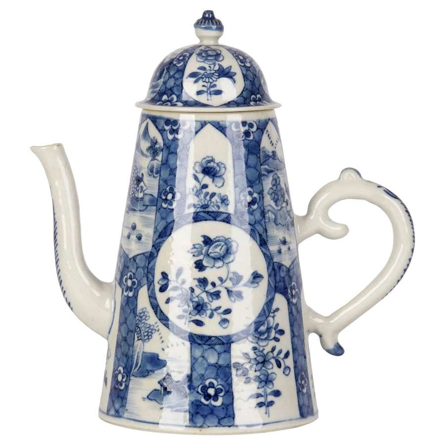 Chinese Large Qianlong Blue & White Porcelain Chocolate Pot 18th C.