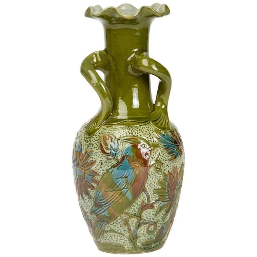 Alexander Lauder Art Pottery Sgraffito Bird Vase, circa 1900