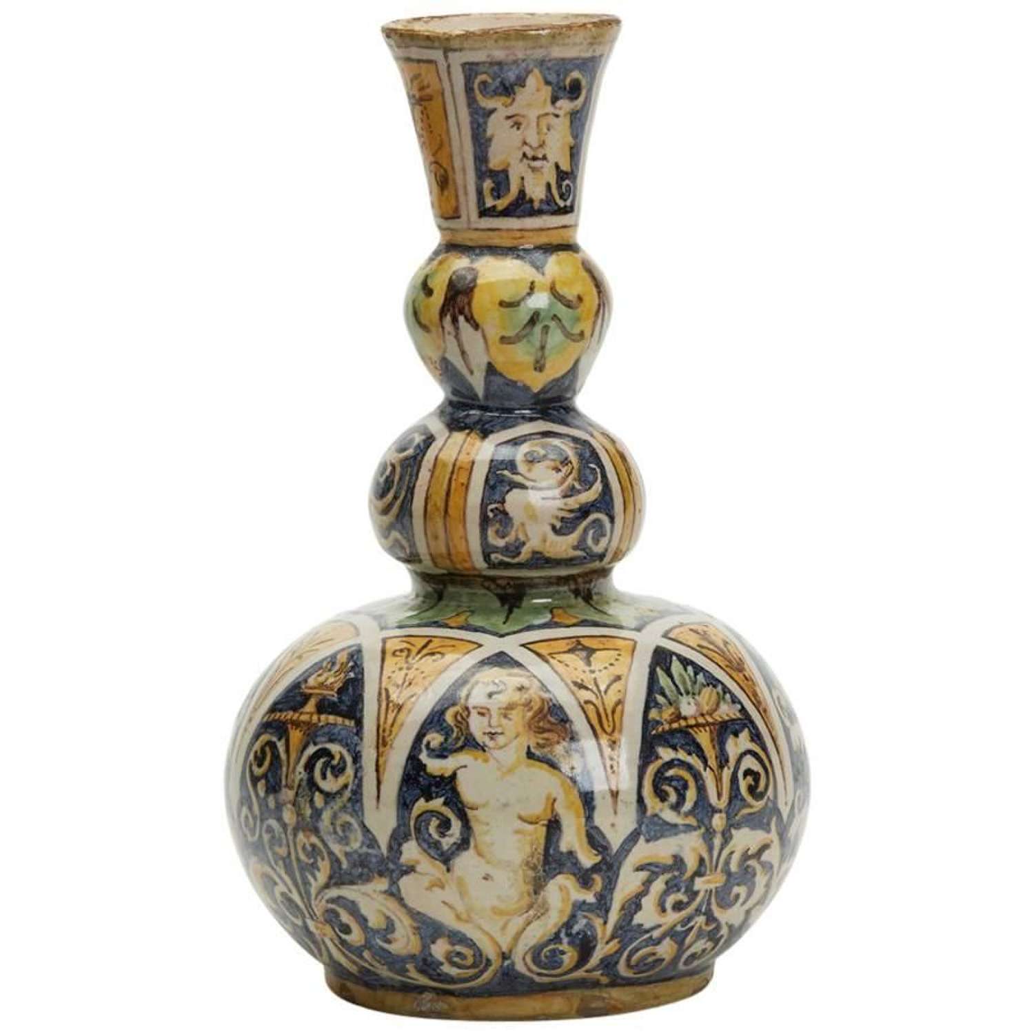 Antique Italian Maiolica Classical Painted Vase 19th Century