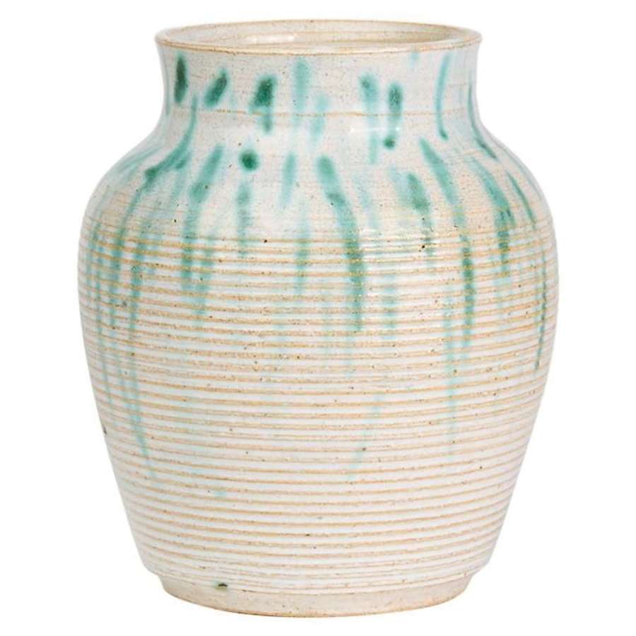 Vintage Studio Pottery Green Glazed Vase, 20th Century