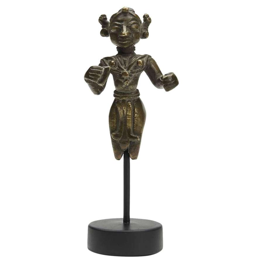 Antique Indian Mounted Bronze Deity Figure, 18th Century