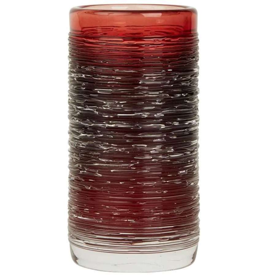 Vintage Swedish Bengt Edenfalk Skruf Red Spun Glass Vase, 1960s
