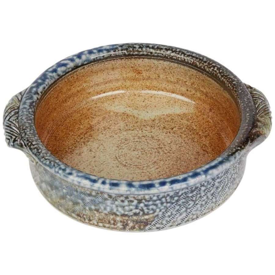 Jane Hamlyn Studio Pottery Saltglazed Handled Bowl 20th Century