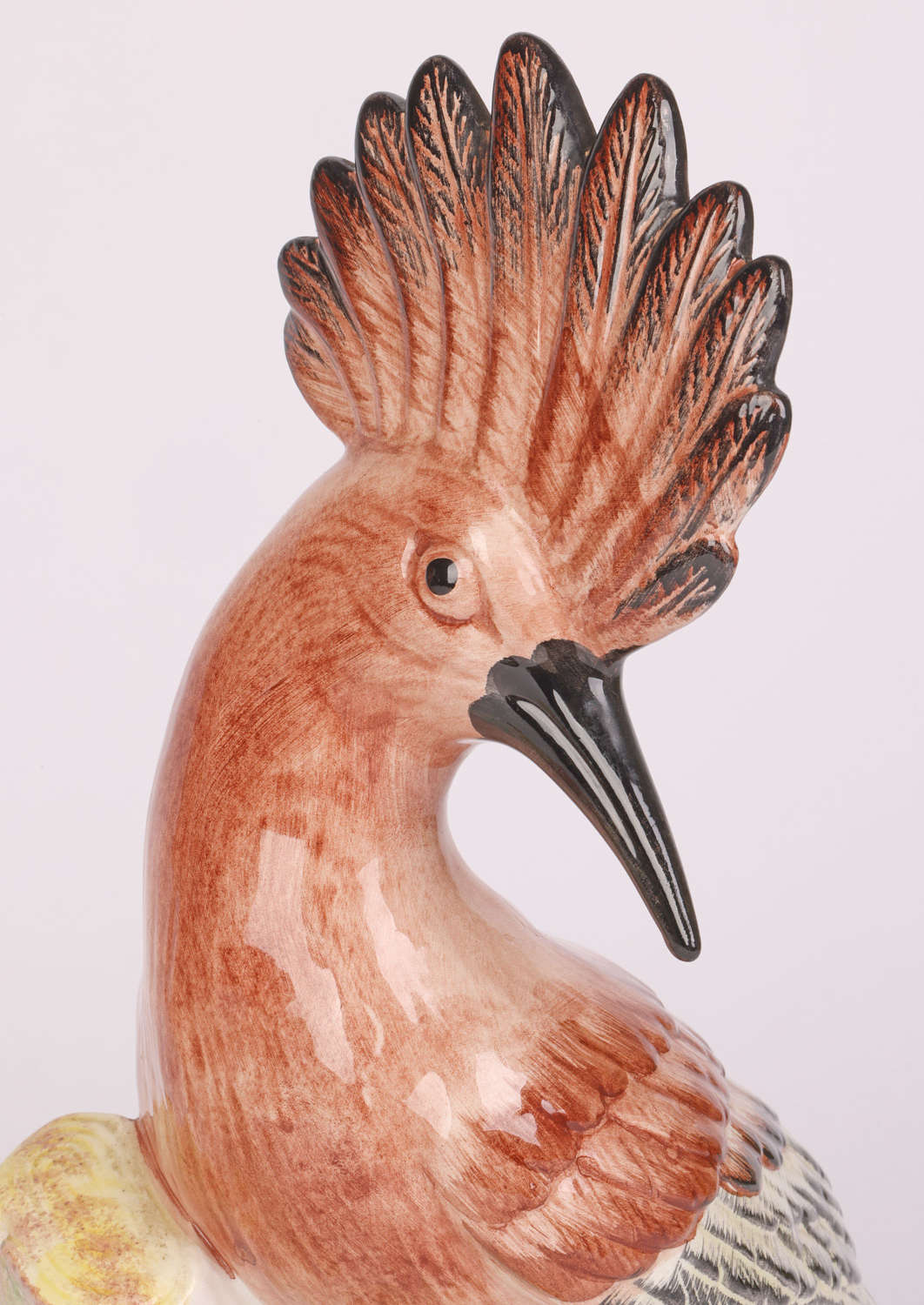 Eximious Italian Mid-Century Pair Porcelain Hoopoe Birds
