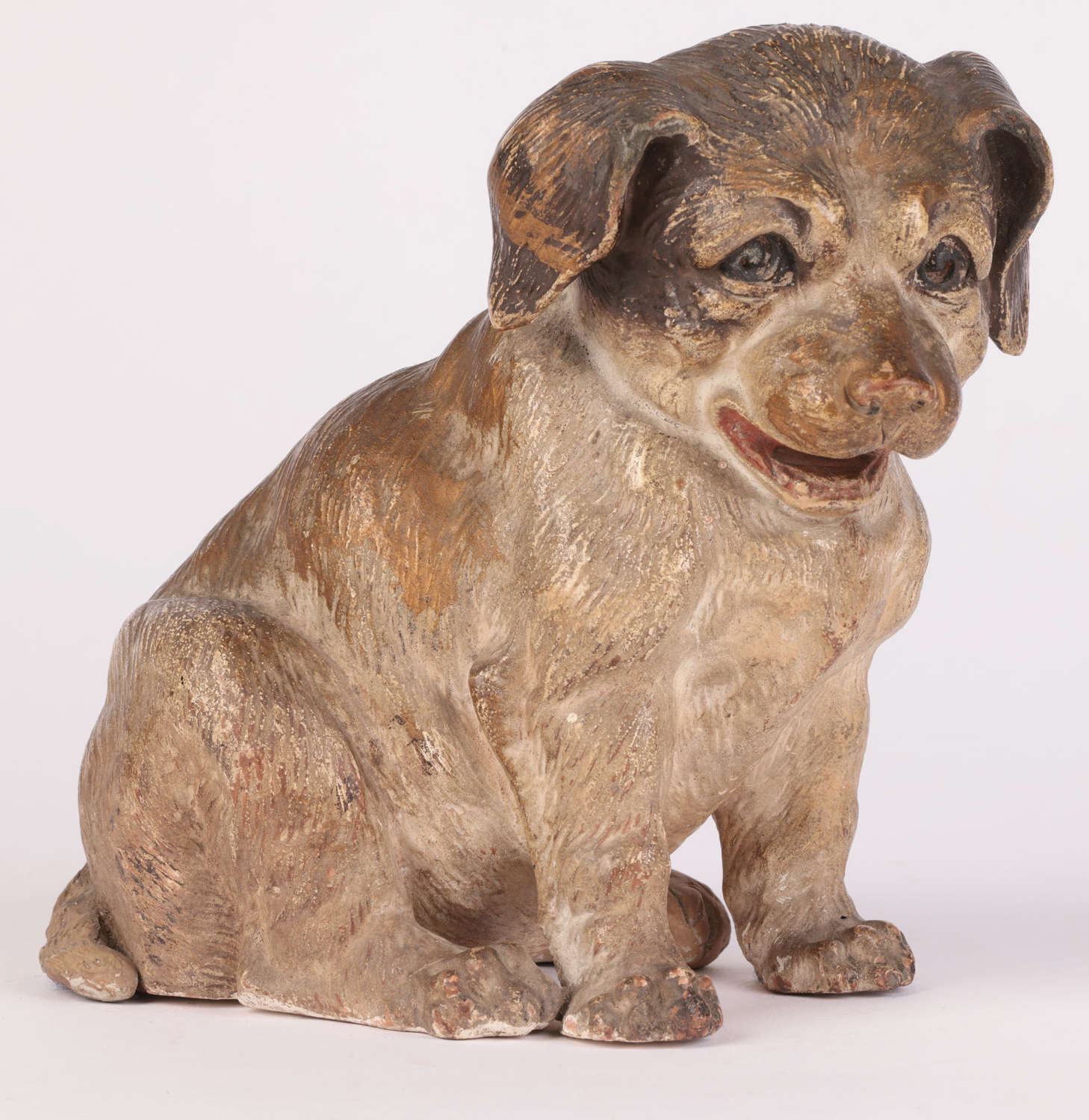 Austrian Terracotta Figure of a Seated Puppy Dog