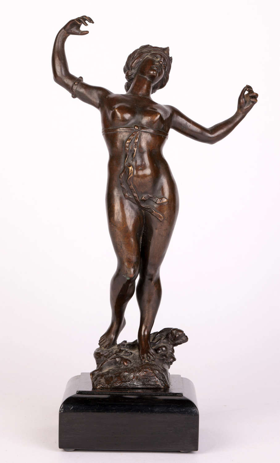 Theodor Friedl Austrian Dancing Female Nude Bronze Sculpture