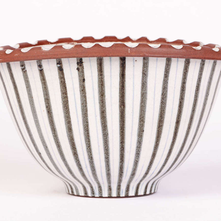 Walter & Jack Cole Mid-Century Rye Studio Pottery Linear Pattern Bowl