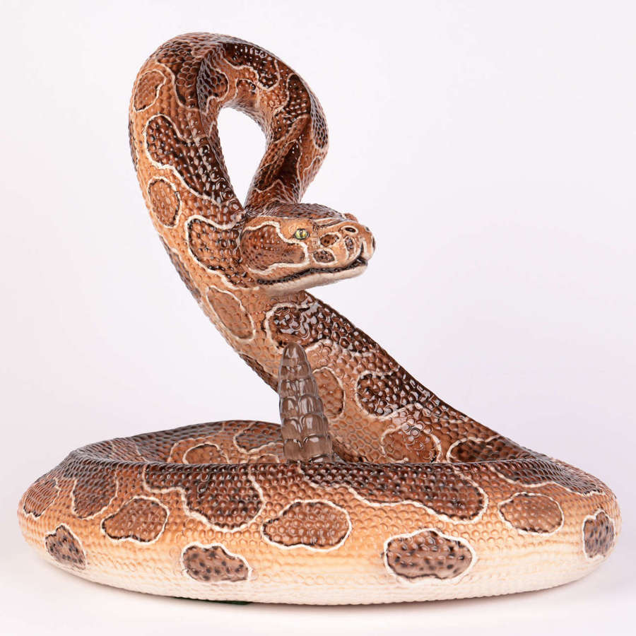 Ronzan Italian Mid-Century Large Ceramic Pottery Rattle Snake