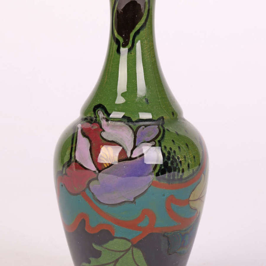Gouda Dutch Schoonhoven Floral Painted Art Pottery Vase